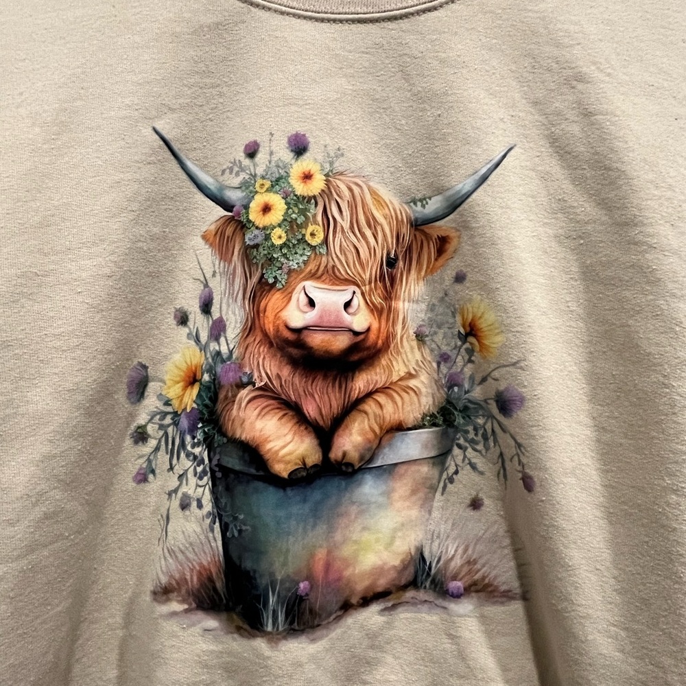 Cow Sweatshirt Gildan Sweatshirt Pullover Sweatshirt Size S - Picture 2 of 6
